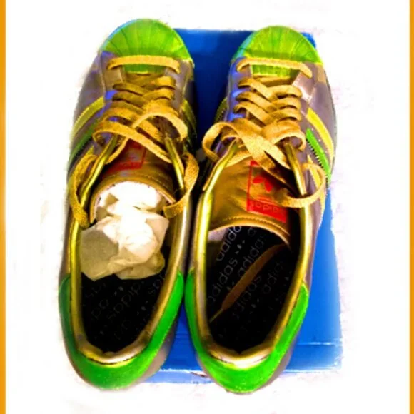 One Of A Kind Adidas Originals Leather Athletic Metallic Glitter Shoes/Sneakers Womens Sz 5.5 Adidas Superstar 24K Gold Metallic Glitter  main image 4